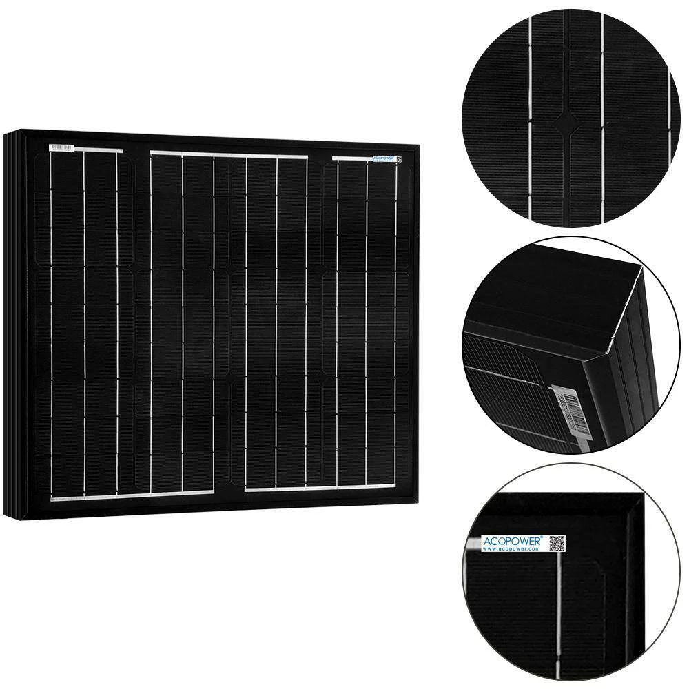 50-Watt 12-Volt All Black Mono Solar Panel, Compatible with Portable Chest Fridge Freezer Cooler Panel by ACOPower - Image 5
