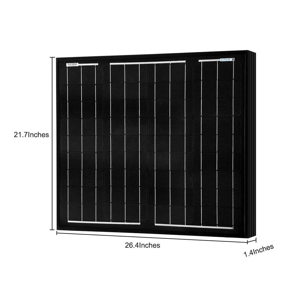 50-Watt 12-Volt All Black Mono Solar Panel, Compatible with Portable Chest Fridge Freezer Cooler Panel by ACOPower - Image 3