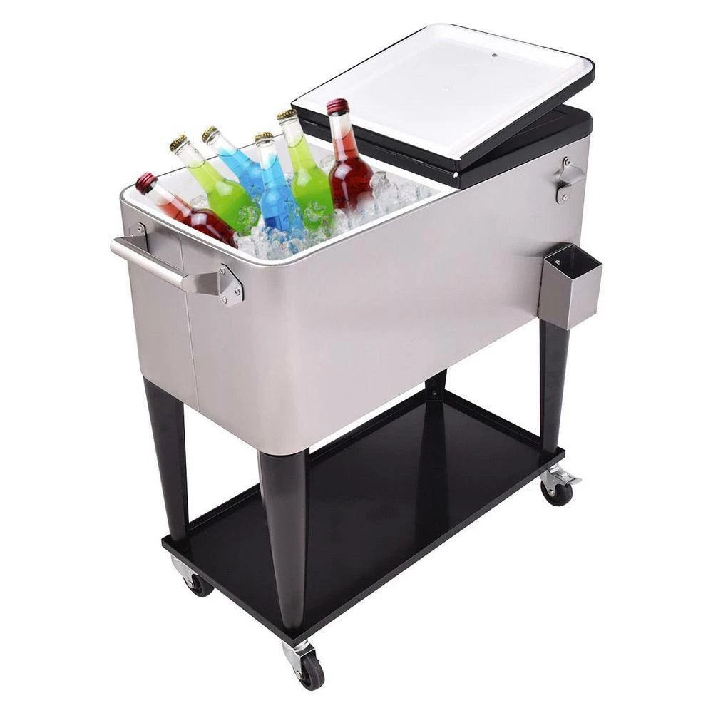 80 Quart Patio Rolling Stainless Steel Ice Beverage Cooler by CASAINC - Image 7