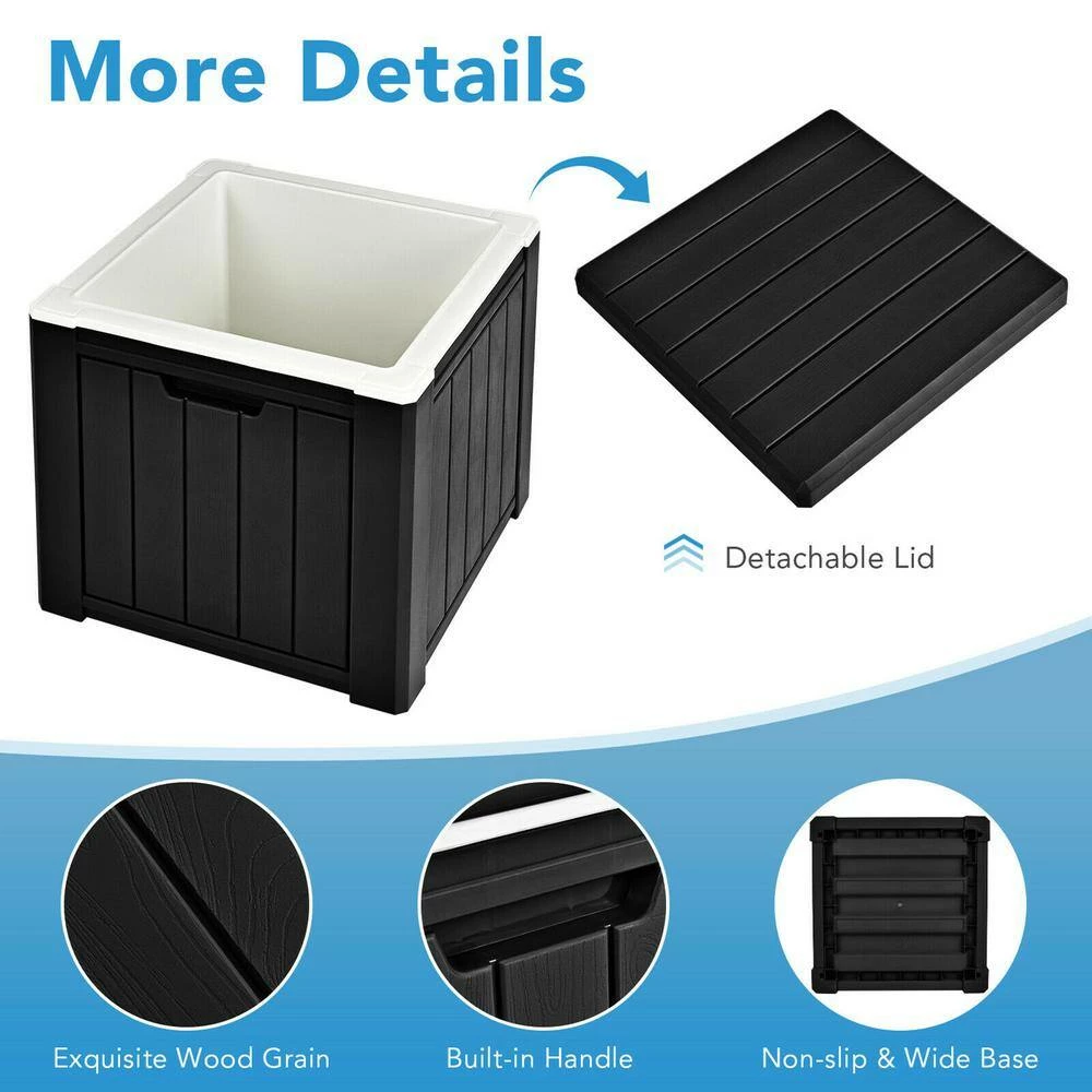 Patio 10 Gallon Ice Cube Cooler Box Table Stool Storage W/Handle Black by Gymax - Image 7