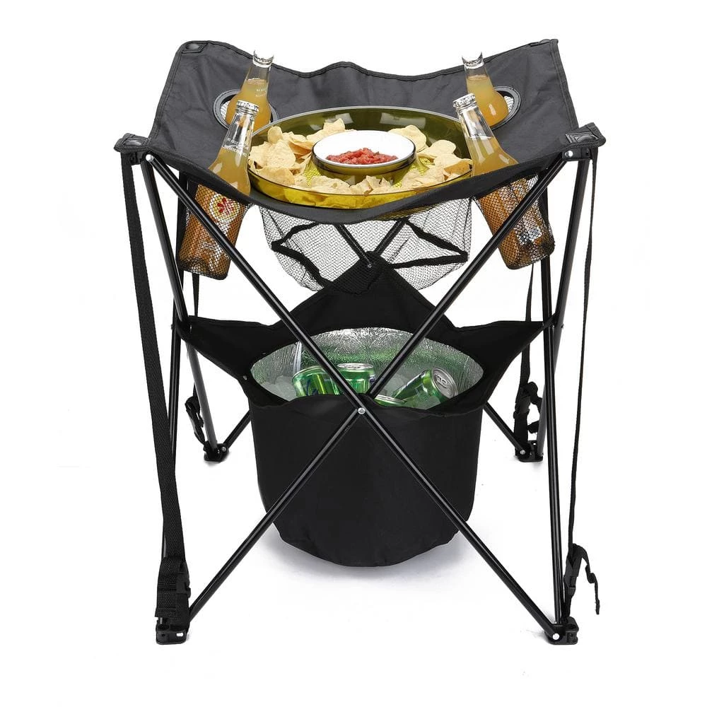 5 Qt. Capacity Tailgating Table Collapsible Folding Camping Table with Insulated Cooler, Food Basket and Travel Bag by Mind Reader - Image 8