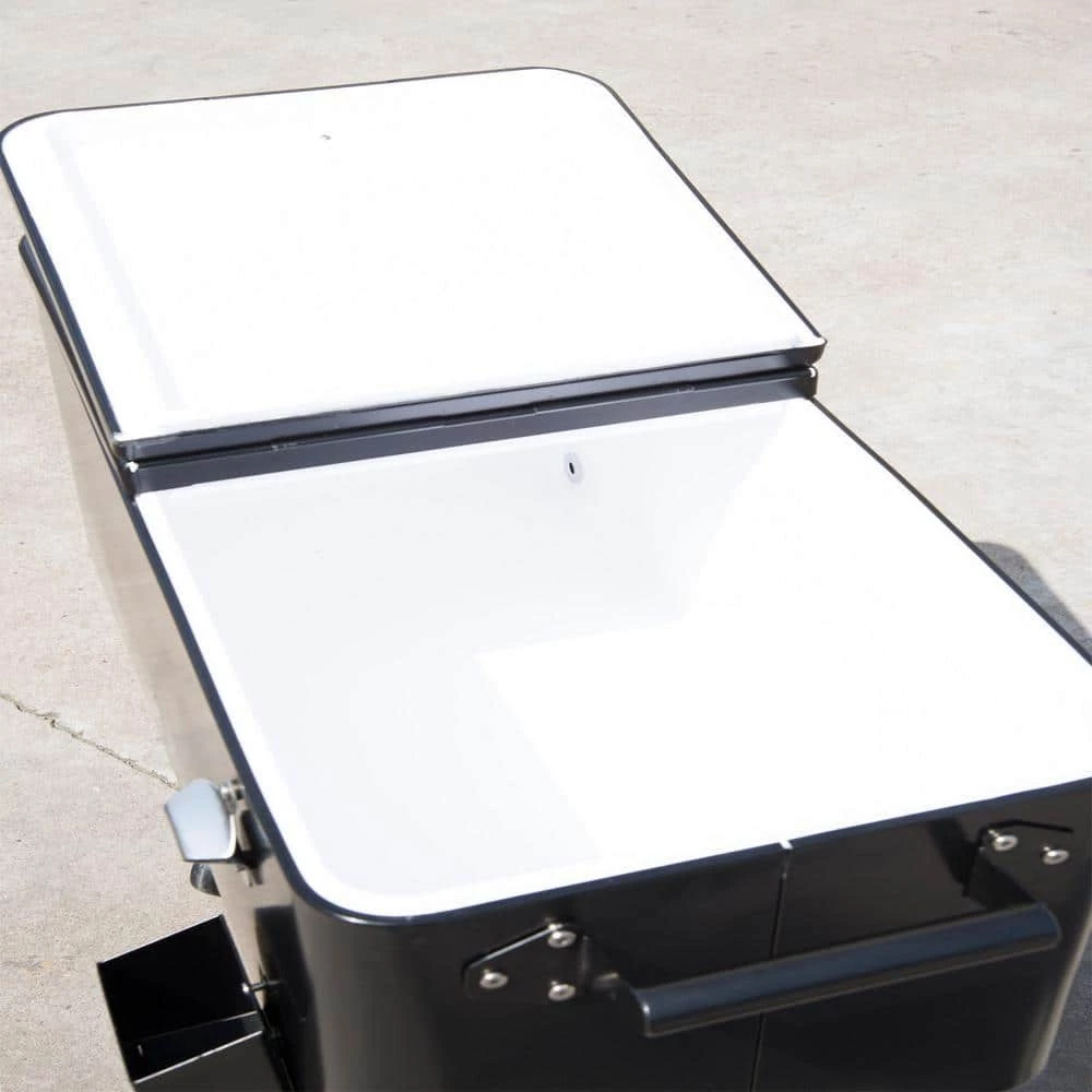 80 QT Rolling Ice Chest Portable Patio Party Drink Cooler Cart,Black by Outsunny - Image 5
