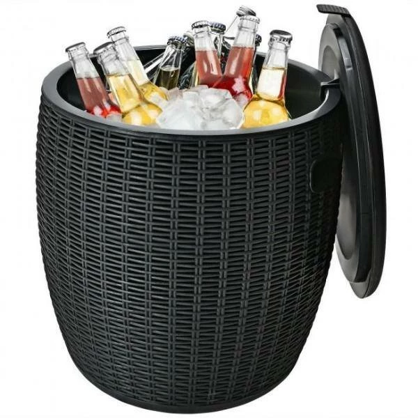 9 .5 Gallon 4-in-1 Patio Rattan Cooler Bar Cocktail Table Side Table by Unbranded - Image 4