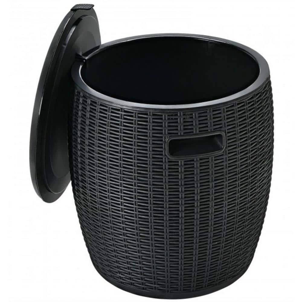 9 .5 Gallon 4-in-1 Patio Rattan Cooler Bar Cocktail Table Side Table by Unbranded
