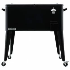 80QT Black Rolling Patio Cooler by PERMASTEEL