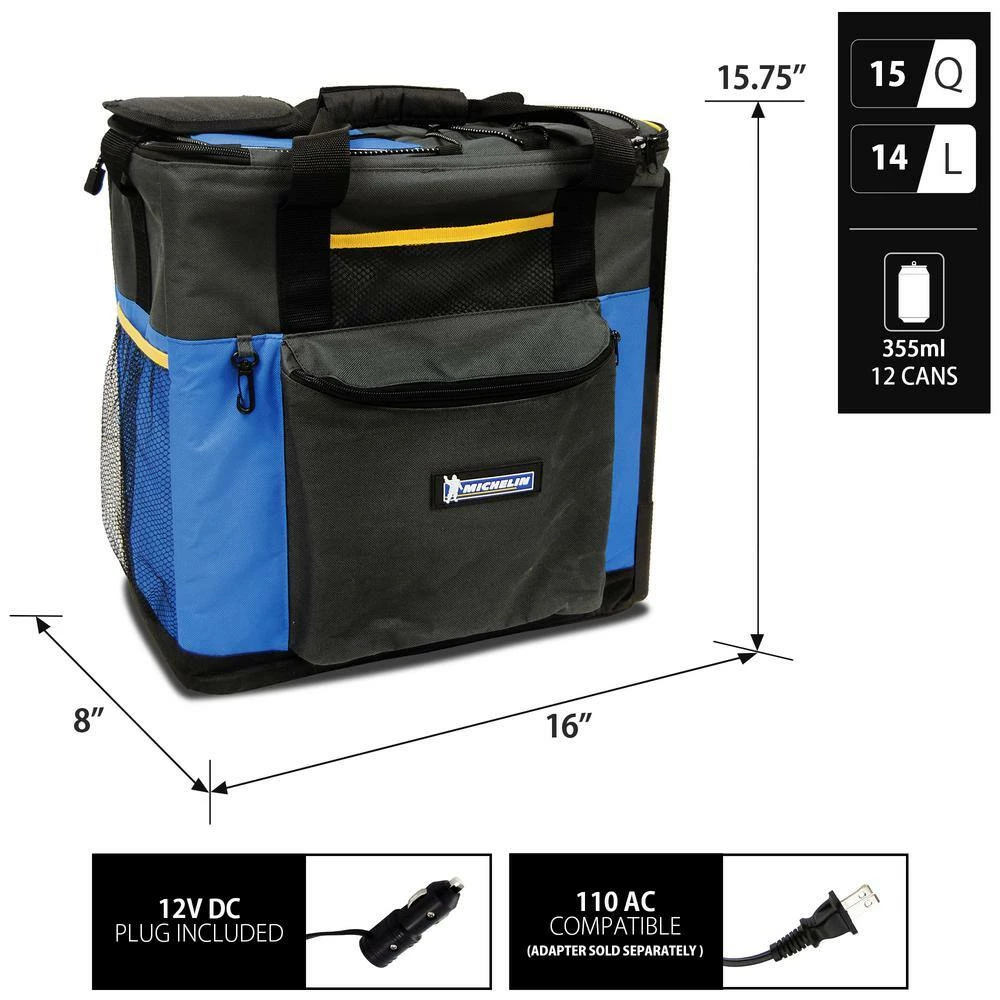 Thermoelectric Iceless 12V Cooler Warmer 15 qt (14L), Portable Car Fridge with Shoulder Strap by Michelin - Image 7