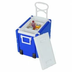 Blue 25 Qt. Plastic Beverage Wheeled Cooler with Chairs by Winado
