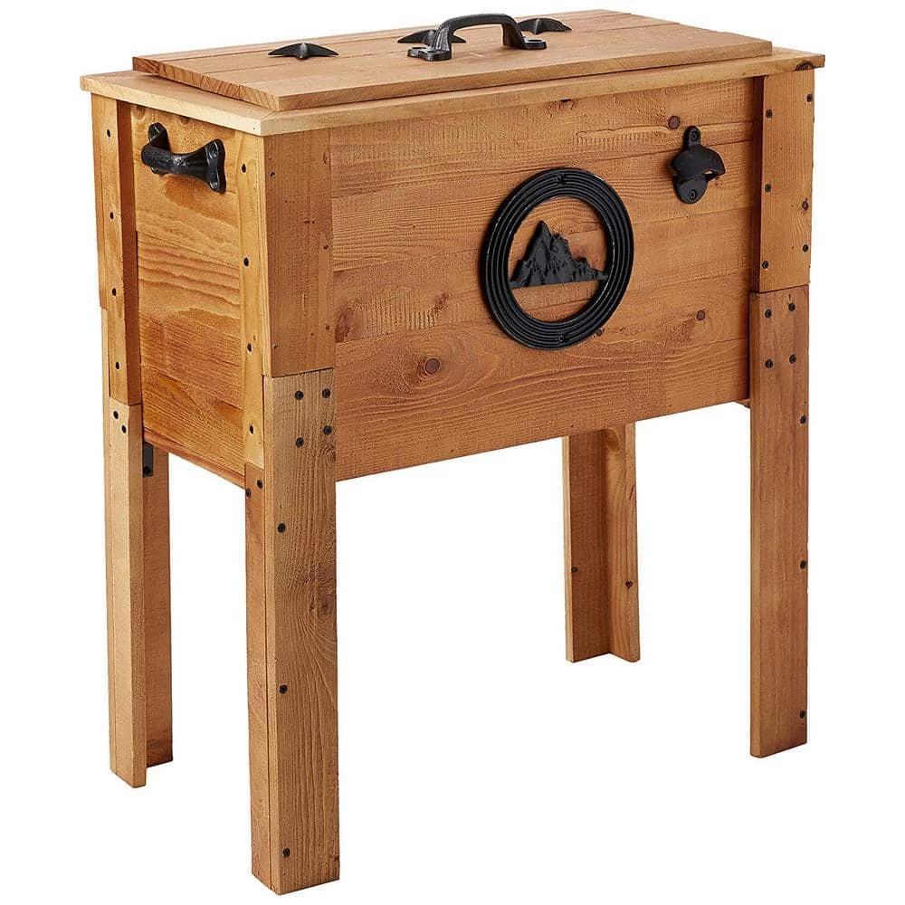 45 Qt. Wooden Patio Cooler w/Mountain Emblem by BACKYARD EXPRESSIONS PATIO · HOME · GARDEN