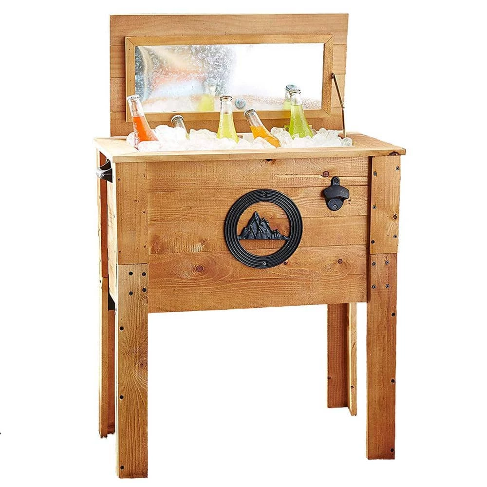45 Qt. Wooden Patio Cooler w/Mountain Emblem by BACKYARD EXPRESSIONS PATIO · HOME · GARDEN - Image 2