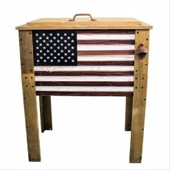 57 Qt. Wooden American Flag Patio Cooler by BACKYARD EXPRESSIONS PATIO · HOME · GARDEN