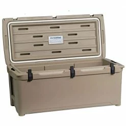 108 Qt. 130-Can High Performance Durable Roto Molded Airtight Ice Cooler in Tan by Engel