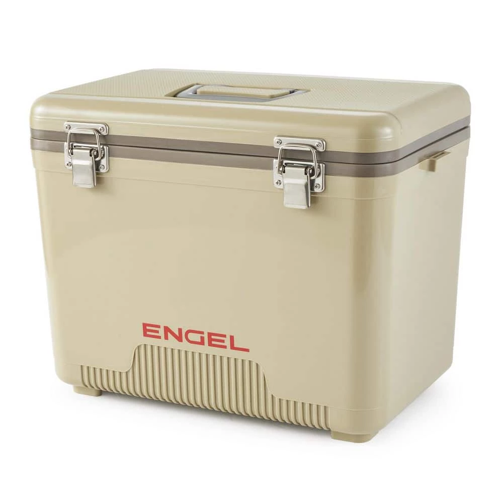 19 qt. Fishing Live Bait Dry Box Ice Cooler with Shoulder Strap, Tan by Engel