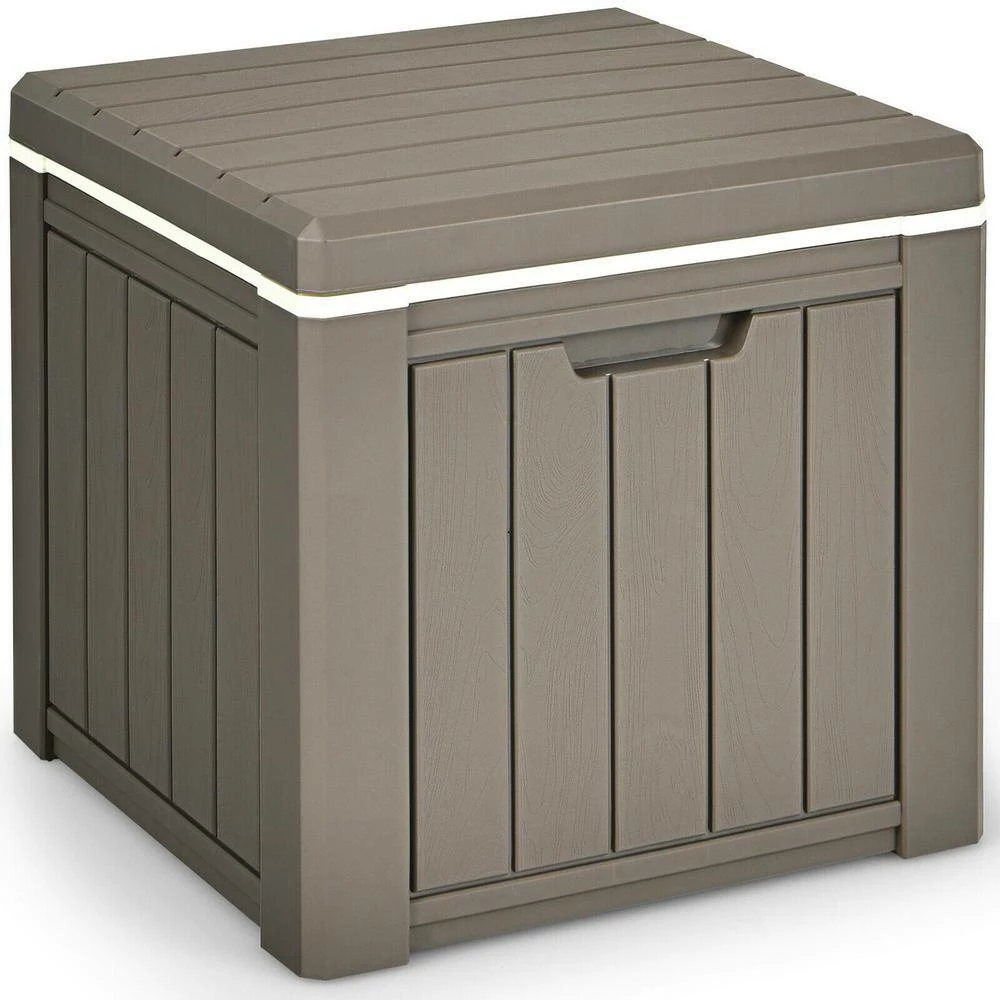 Patio 10 Gallon Ice Cube Cooler Box Table Stool Storage W/Handle Brown by Gymax - Image 3