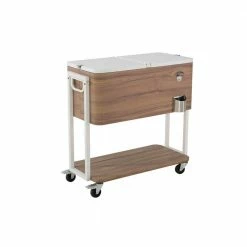 80 Qt. Light Brown Woodgrain Cooler with White by StyleWell