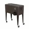 80 qt. Stainless Steel Outdoor Patio Rolling Cooler in Brown, Ice Chest Cart with Bottom Shelf by Kahomvis