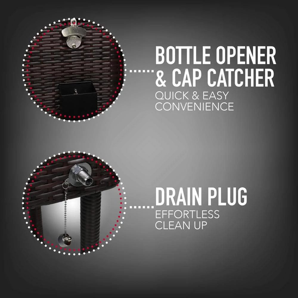 80 Qt. Wicker Patio Rolling Cooler Black/Brown by PERMASTEEL - Image 7