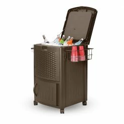 77 Qt. Resin Wicker Cooler with Cabinet by Suncast