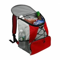 4-Pocket Cargo Insulated Backpack Leak Proof Soft Cooler in Red for Lunch, Picnic, Hiking, Beach and Park by GigaTent
