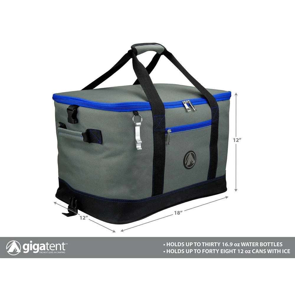 2-Cargo Pockets Collapsible Soft Cooler with Bottle Opener in Blue by GigaTent - Image 4