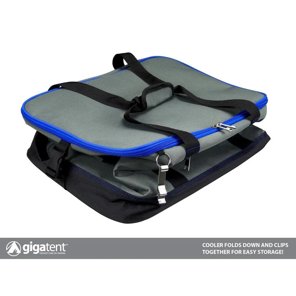 2-Cargo Pockets Collapsible Soft Cooler with Bottle Opener in Blue by GigaTent - Image 2