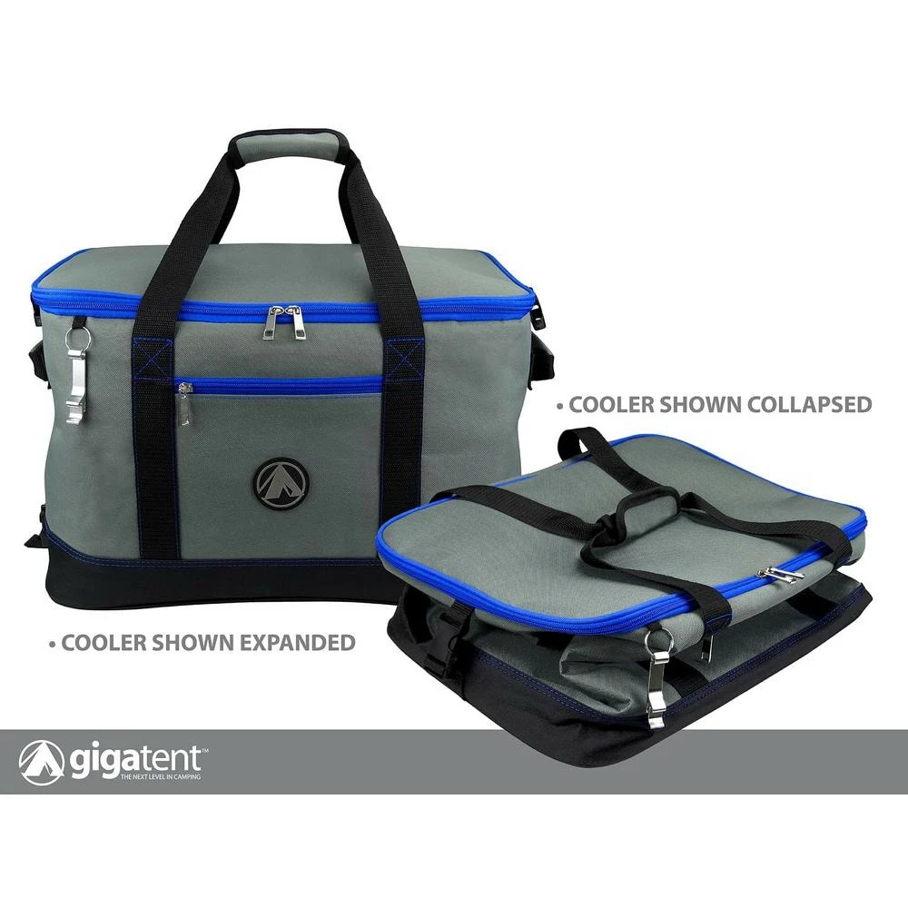 2-Cargo Pockets Collapsible Soft Cooler with Bottle Opener in Blue by GigaTent - Image 5