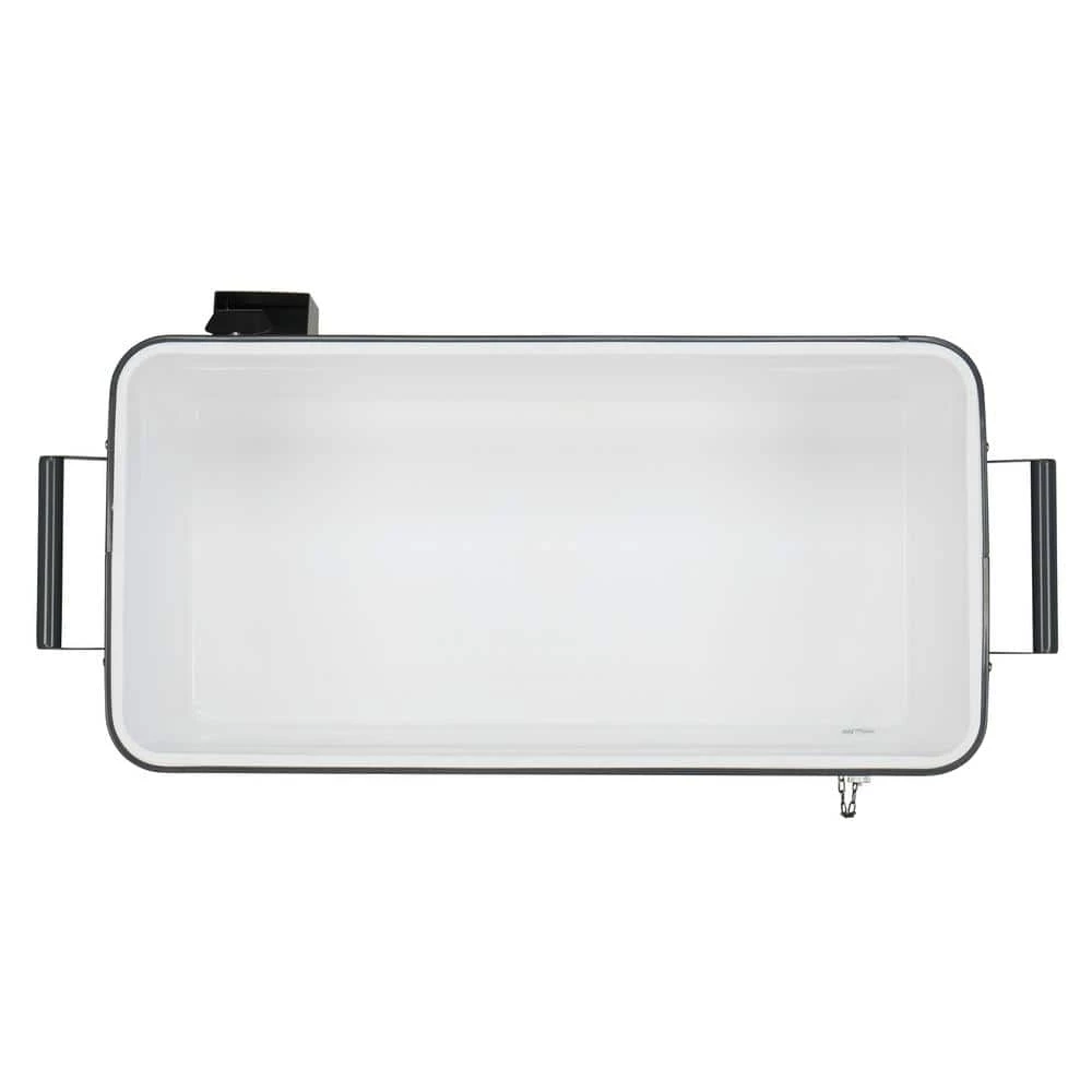 Dark Grey 80 qt. Iron Beverage Wheeled Cooler with Shelf by Karl home - Image 2