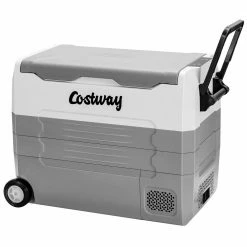 58 Quarts Car Refrigerator Portable RV Freezer Dual Zone Coolers Gray by Costway
