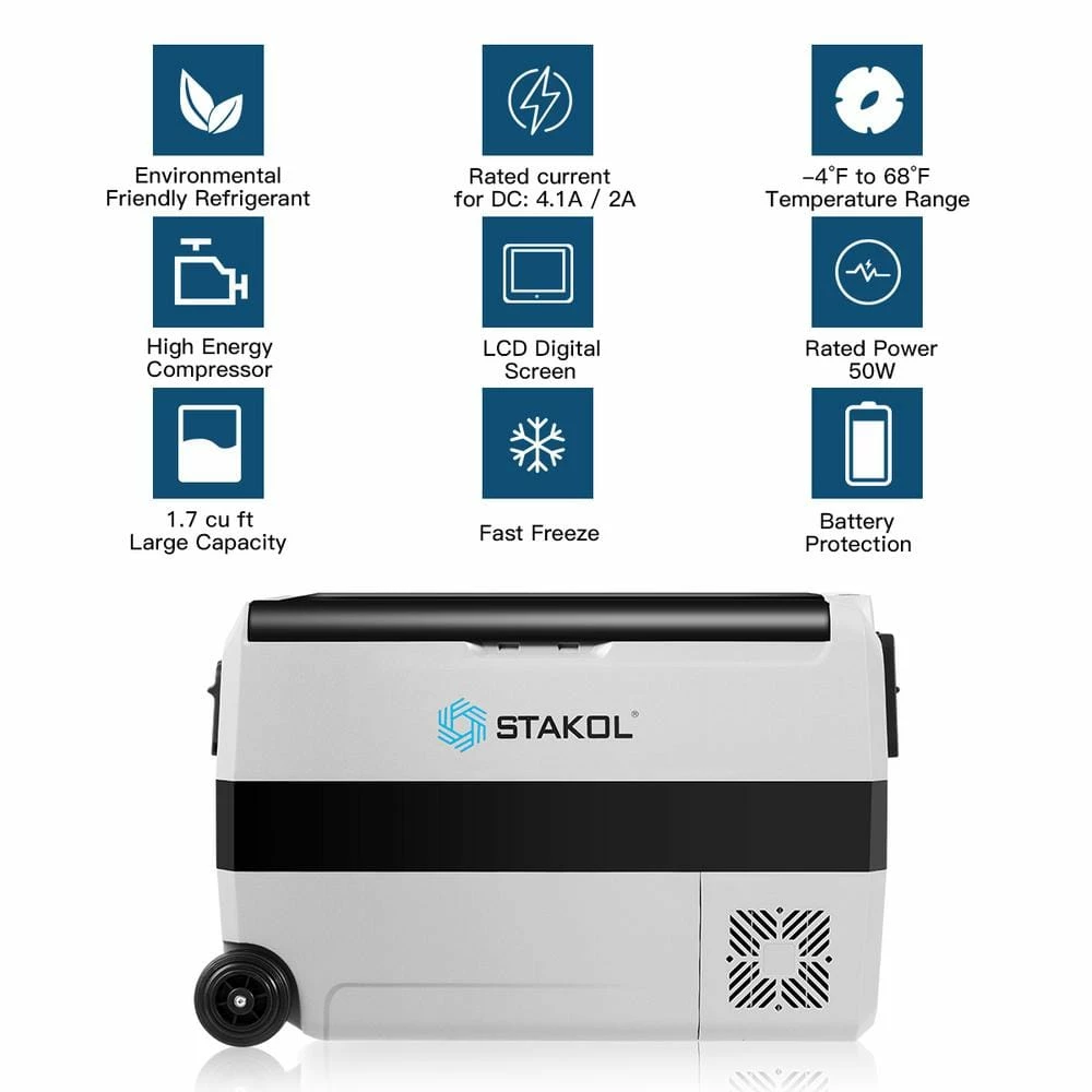 53 Quarts Portable Electric Car Cooler Refrigerator/Freezer Wheels Camping by Costway - Image 5