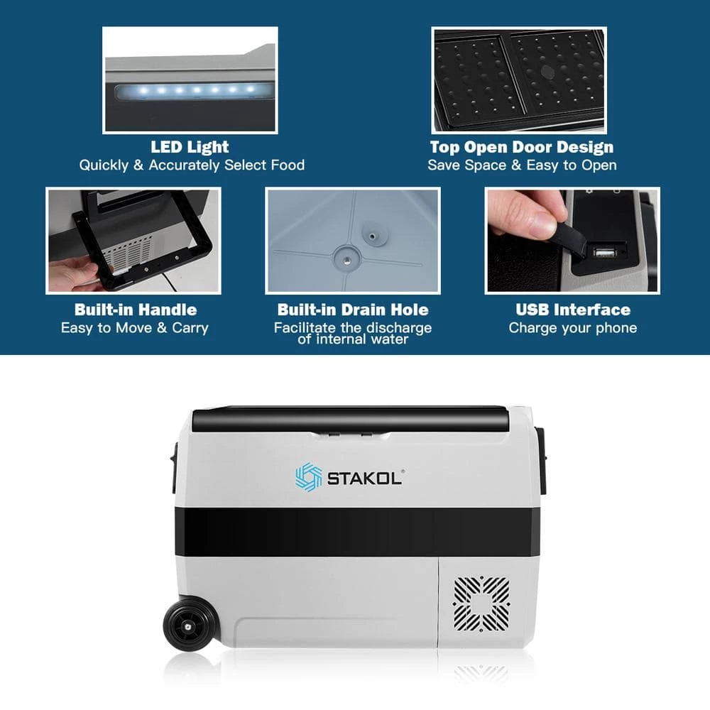 53 Quarts Portable Electric Car Cooler Refrigerator/Freezer Wheels Camping by Costway - Image 6