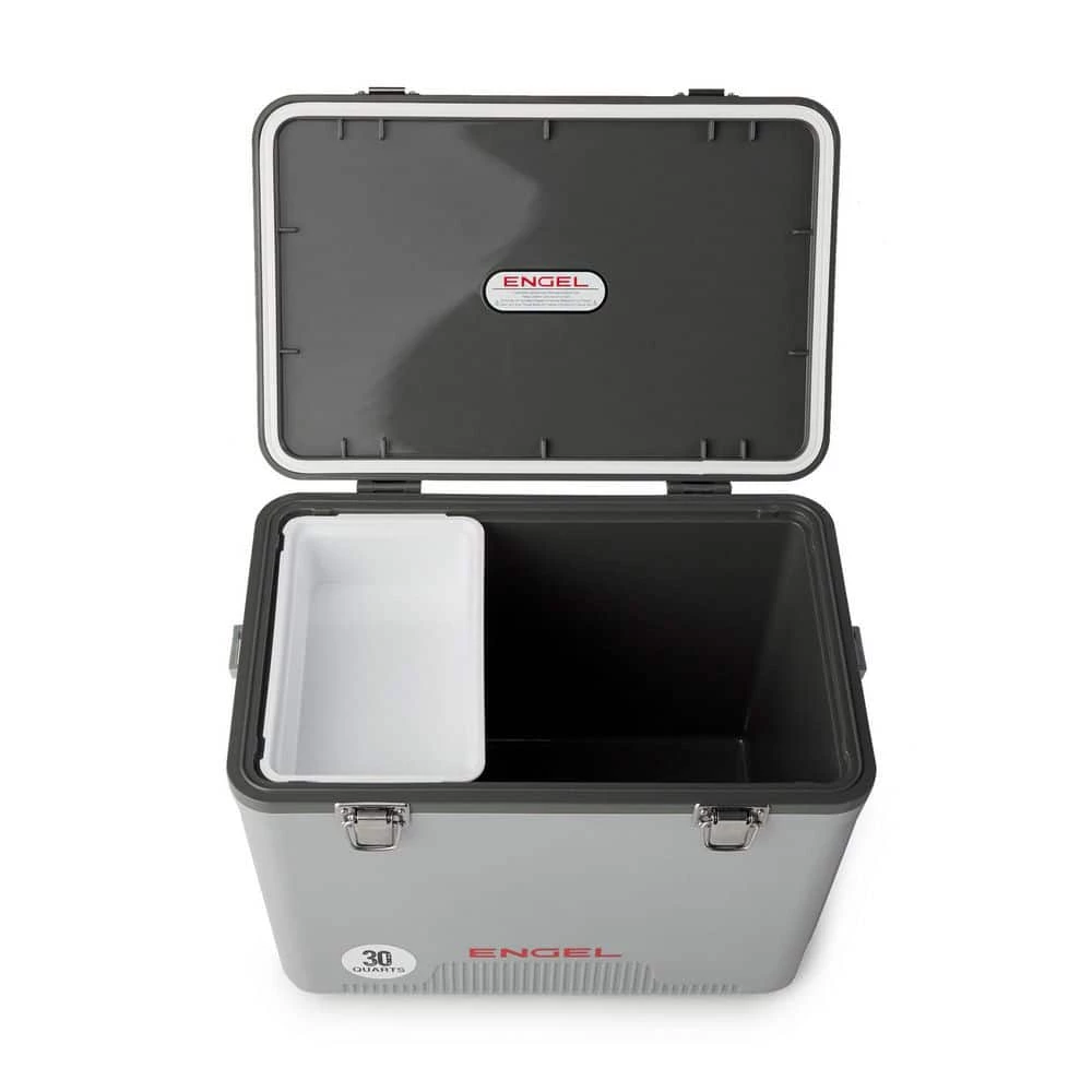 30 qt. 48 Can Leak-Proof Compact Insulated Airtight Drybox Cooler, Silver by Engel - Image 4