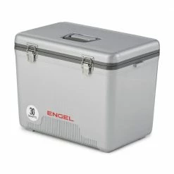30 qt. 48 Can Leak-Proof Compact Insulated Airtight Drybox Cooler, Silver by Engel