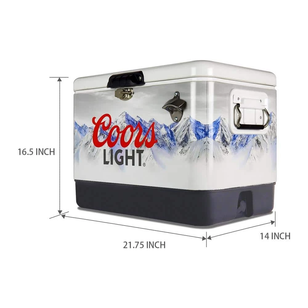 Coors Light Ice Chest Beverage Cooler with Bottle Opener 51L (54 qt.) 85 Can Capacity White and Black by Koolatron - Image 2