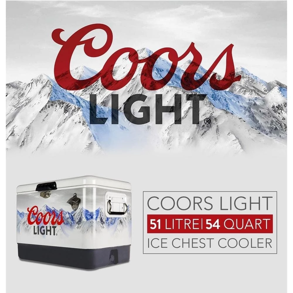 Coors Light Ice Chest Beverage Cooler with Bottle Opener 51L (54 qt.) 85 Can Capacity White and Black by Koolatron - Image 5
