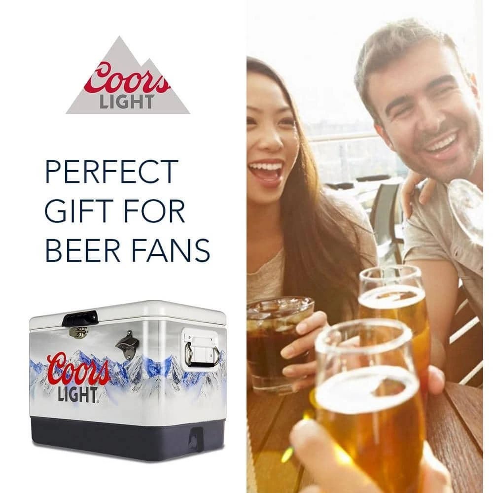 Coors Light Ice Chest Beverage Cooler with Bottle Opener 51L (54 qt.) 85 Can Capacity White and Black by Koolatron - Image 3