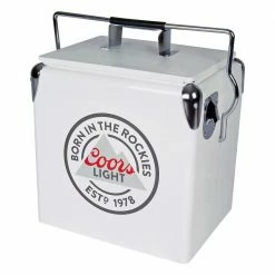 Coors Light Retro Ice Chest Beverage Cooler with Bottle Opener 13L (14 qt.) 18 Can, White and Silver by Koolatron