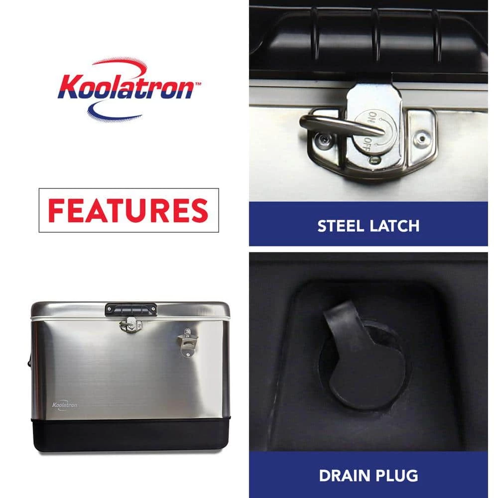 51 L (54 qt) Stainless Steel Beverage Ice Chest Cooler with Bottle Opener by Koolatron - Image 6