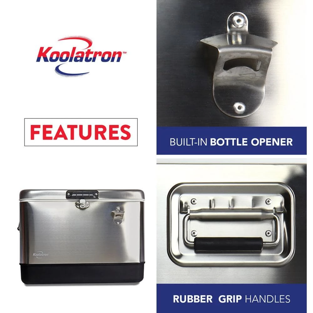 51 L (54 qt) Stainless Steel Beverage Ice Chest Cooler with Bottle Opener by Koolatron - Image 7