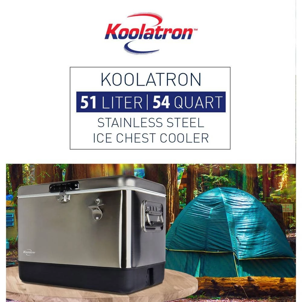 51 L (54 qt) Stainless Steel Beverage Ice Chest Cooler with Bottle Opener by Koolatron - Image 5