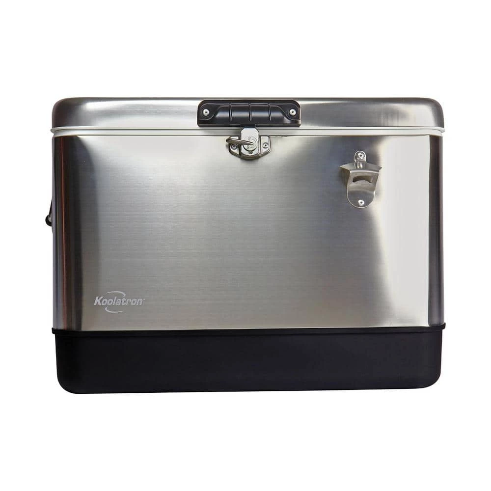 51 L (54 qt) Stainless Steel Beverage Ice Chest Cooler with Bottle Opener by Koolatron