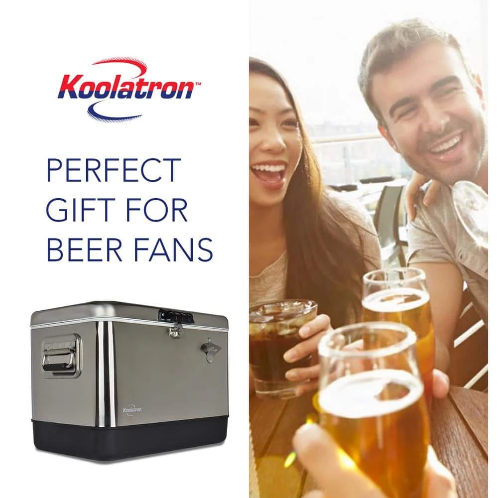 51 L (54 qt) Stainless Steel Beverage Ice Chest Cooler with Bottle Opener by Koolatron - Image 3