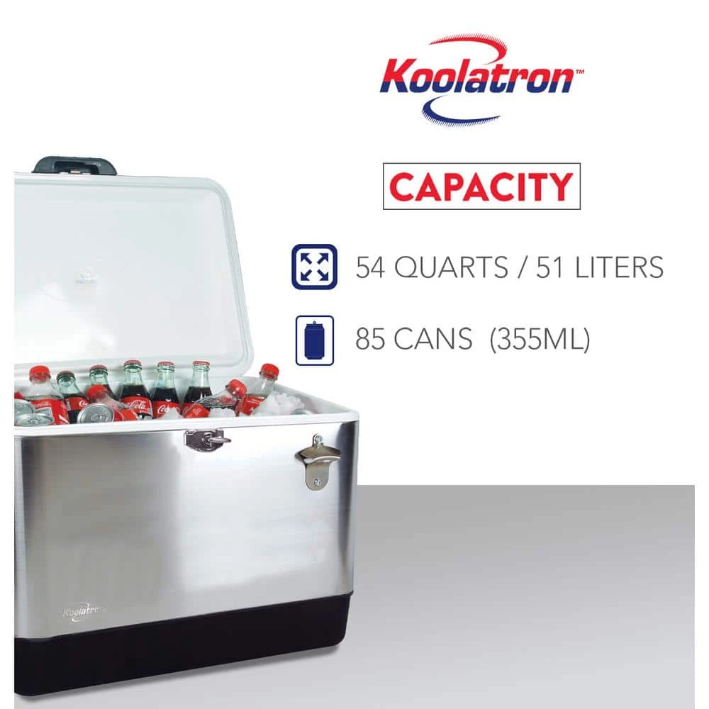 51 L (54 qt) Stainless Steel Beverage Ice Chest Cooler with Bottle Opener by Koolatron - Image 9