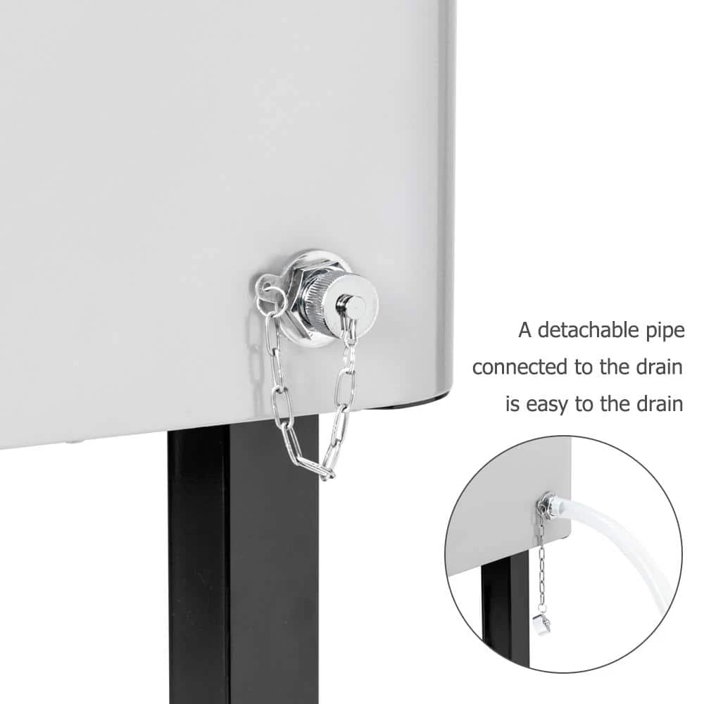 80 qt. Rolling Ice Chest, Portable Patio Party Bar Drink Cooler Cart, with Shelf, Bottle Opener in Grey by VINGLI - Image 4