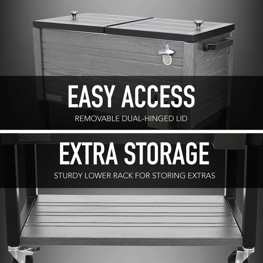 80 qt. Portable Rolling Patio Cooler, Gray by PERMASTEEL - Image 5