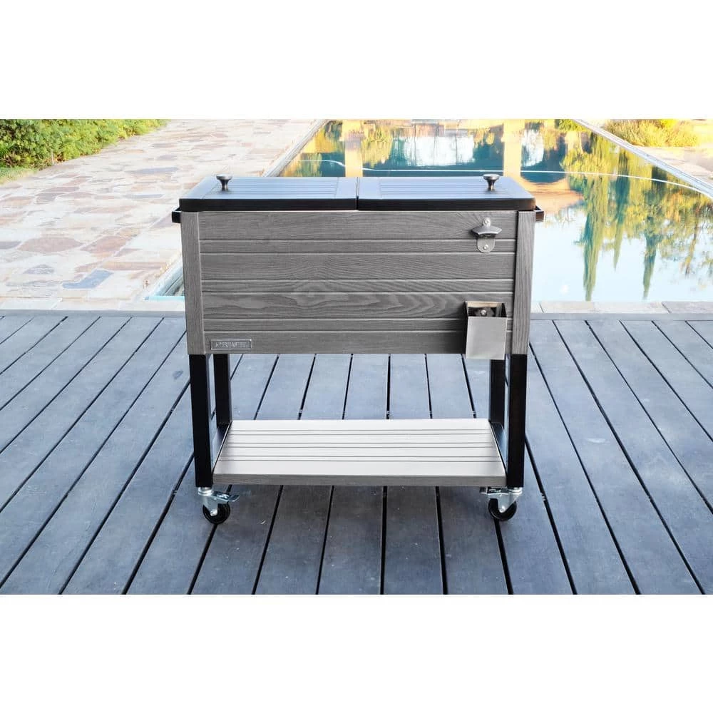 80 qt. Portable Rolling Patio Cooler, Gray by PERMASTEEL - Image 9