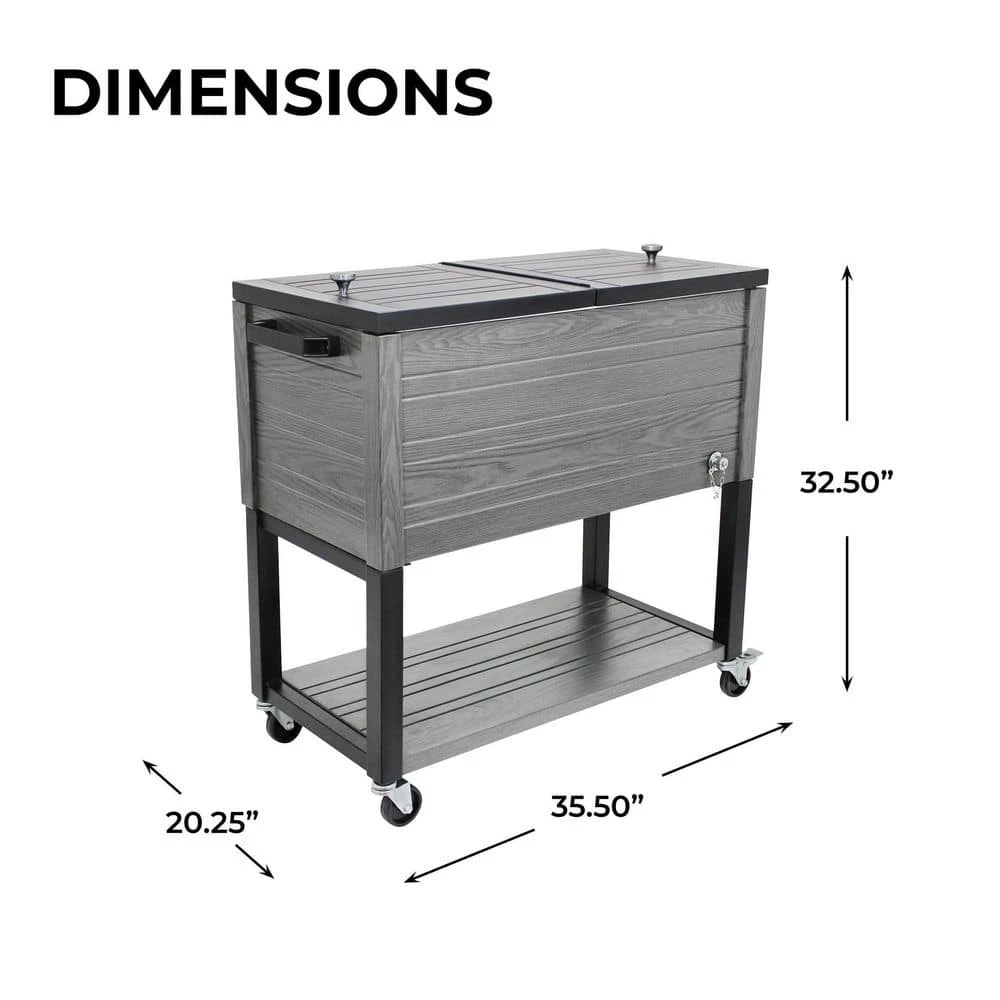 80 qt. Portable Rolling Patio Cooler, Gray by PERMASTEEL - Image 3