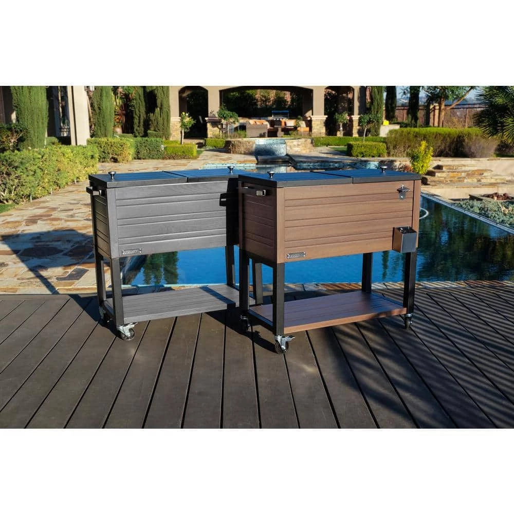 80 qt. Portable Rolling Patio Cooler, Gray by PERMASTEEL - Image 8