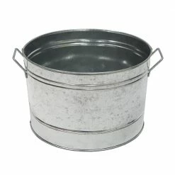 16.25 in. Dia Steel Rustic Round Tub with 2-Side Handles by Achla Designs