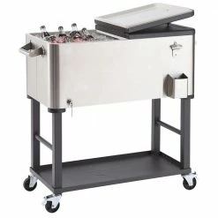 80 Qt./20 Gal. Stainless Steel Wheeled Cooler with Detachable Tub by TRINITY