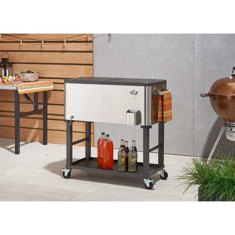 80 Qt./20 Gal. Stainless Steel Wheeled Cooler with Detachable Tub by TRINITY - Image 4