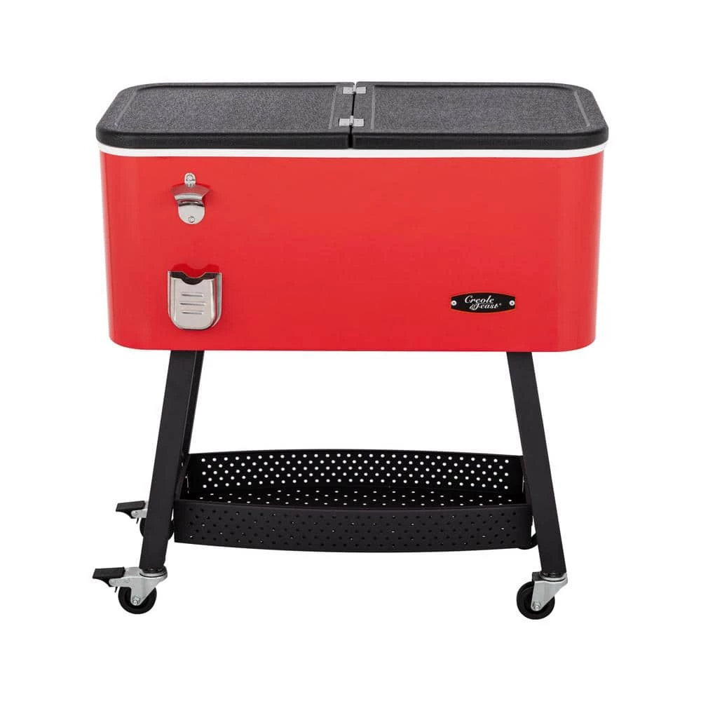 80 qt. Premium Rolling Portable Beverage Cooler for Outdoor Patio, Tailgating, Poolside, BBQ in Red by Unbranded